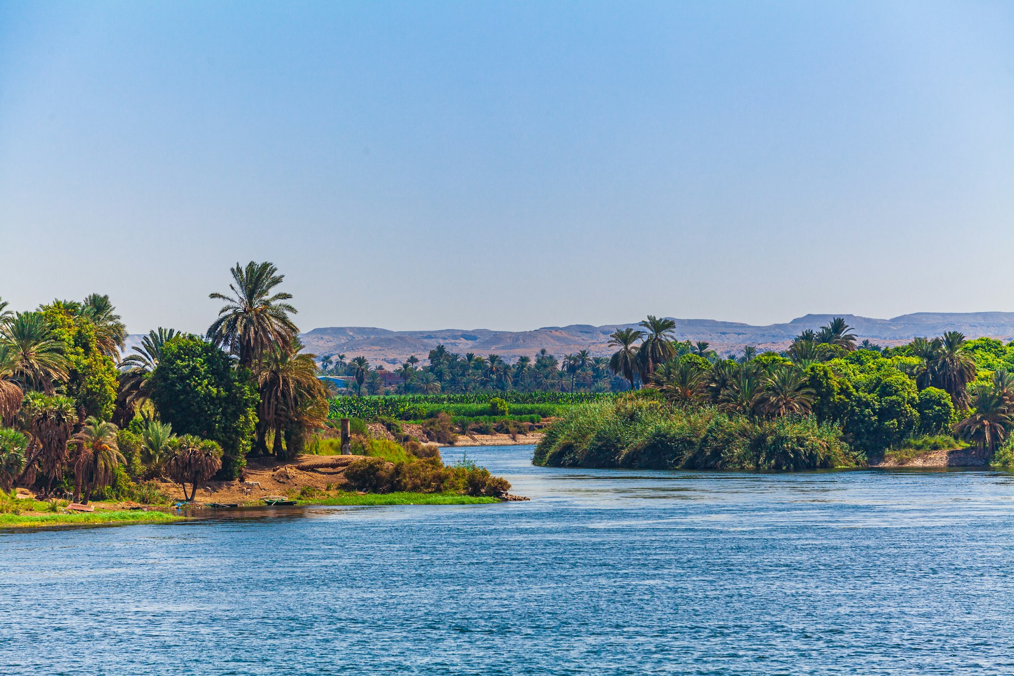 Landscape view of large river nile in Egypt