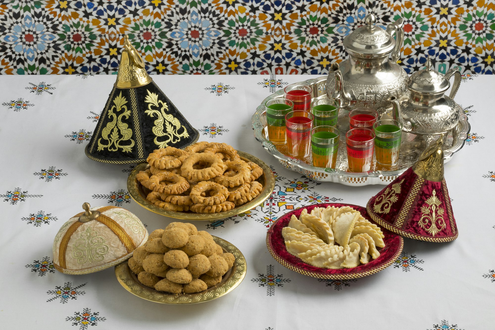 Traditional Moroccan cookies in a festive tajine